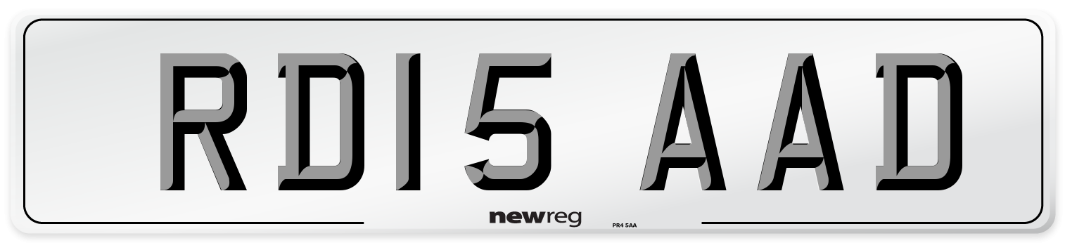 RD15 AAD Number Plate from New Reg